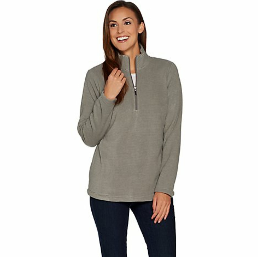 Denim and company chenille fleece half zip